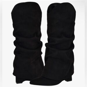 NEW Nine West Black Knee High Wedge Boots